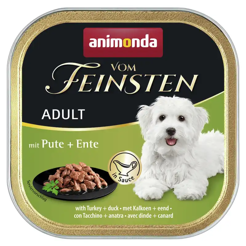Garantierte Lieferung Sparpaket 44 x 150 g Animonda Vom Feinsten Adult mit Pute + Ente Hunde Nassfutter
